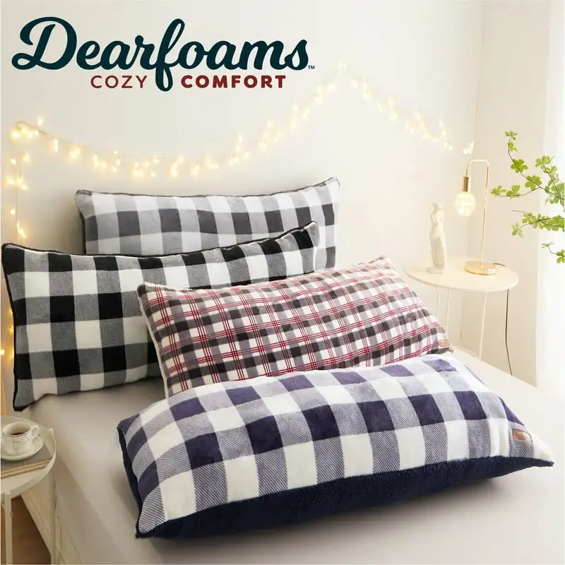 

Plush Reverse to Super Soft Body Pillow, 20" x 48", Navy White Check, Polyester Fill