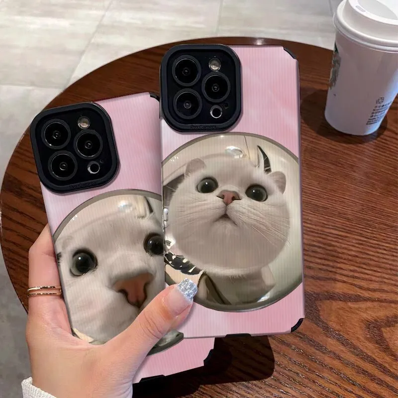 

Cute cat phone case for iphone 14 pro max 11 13 12 Camera protection shockproof silicone cover for iphone xr xs max x 8 plus 7 6