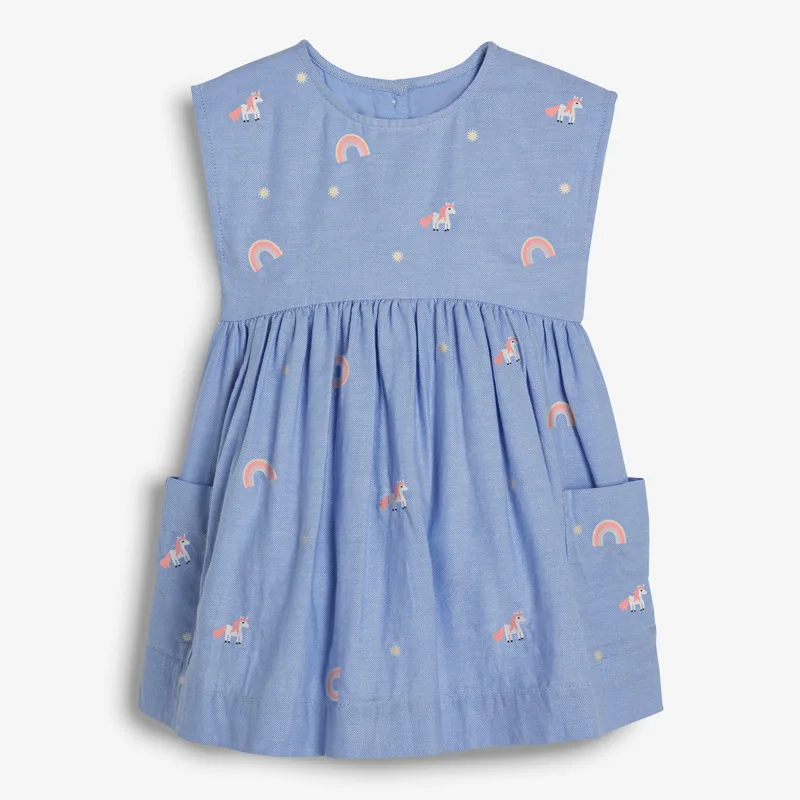 

Летнее Хлопковое платье для девочек, с единорогом