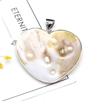 natural white shell love heart pearl pendant craft for jewelry making diy necklace earring accessories charms gift decor 50x58mm