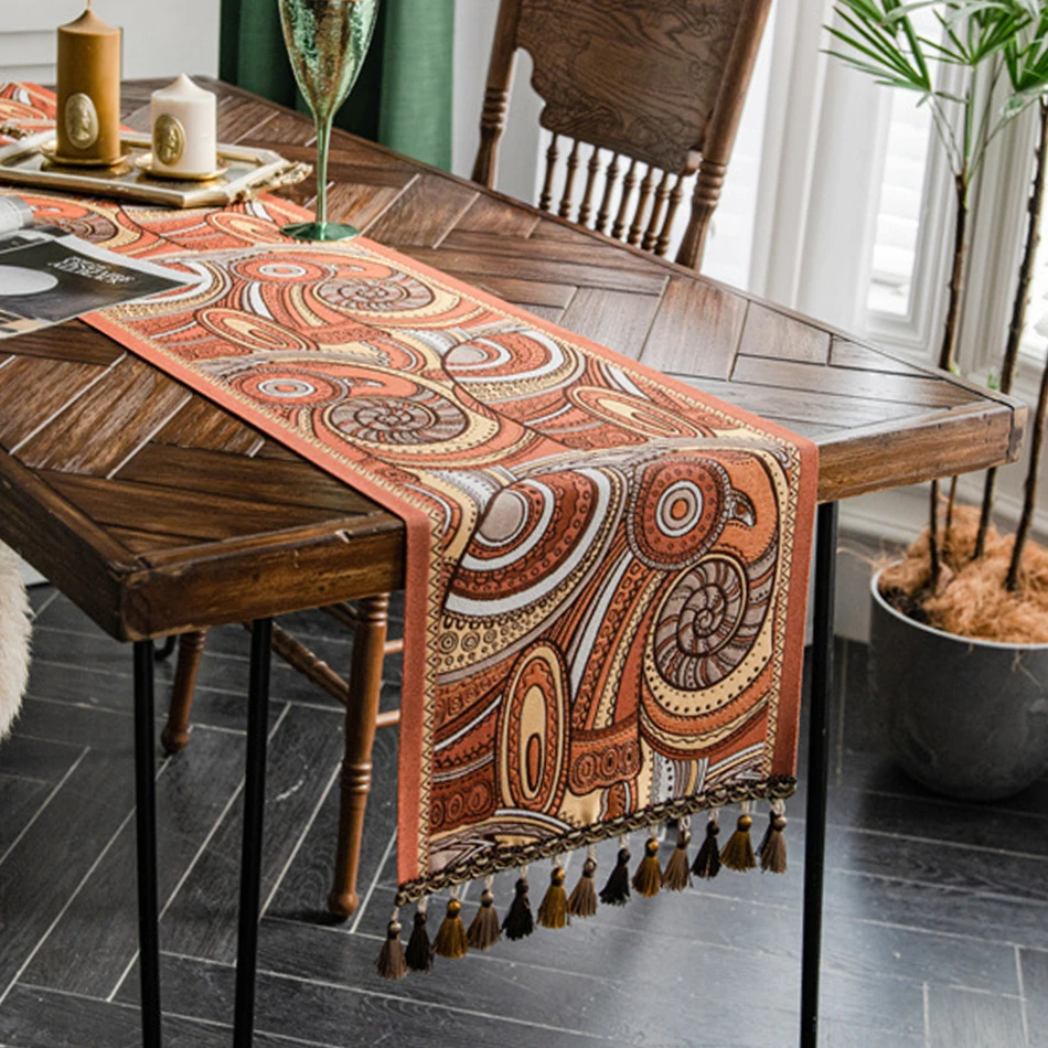 

New Table Runner Luxury American Retro National Stykle with Tassel Flag Coffee Dinning Kitchen Table Runners Party Home Decor