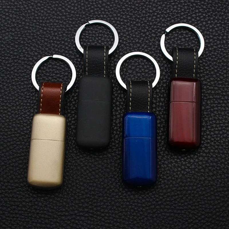 

Mini Keychain Torch Lighter Free Fire Flint Butane Gas Lighter Pocket Pendant Leather Cigarette Pocket Lighter Gadgets For Man