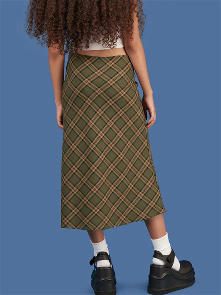 Женская клетчатая юбка с завышенной талией Tossy длинная хлопковая юбка-годе в