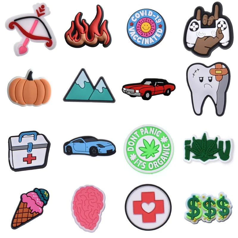 

Shoe Charms Accessories Fits for Crocs Single Sale 1pcs Decorations PVC Buckle for Kids Party Christmas Gifts Pins