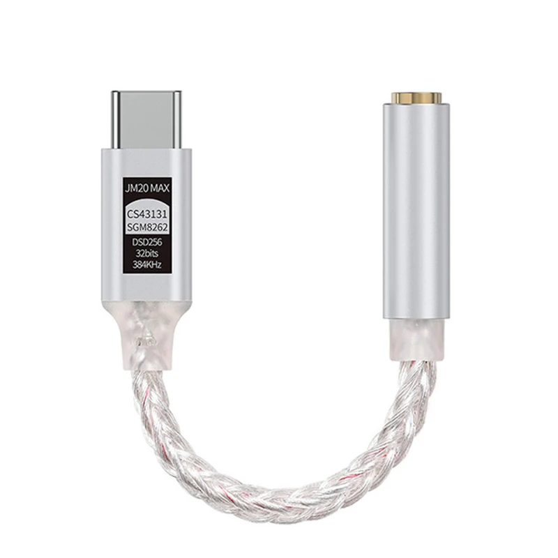 Фото JM20 Max CS43131+SGM8262 двухчиповый цифровой аудиодекодер HiFi ЦАП портативный тип C до 3,5 мм 8-ядерный адаптер усилителя для наушников №5