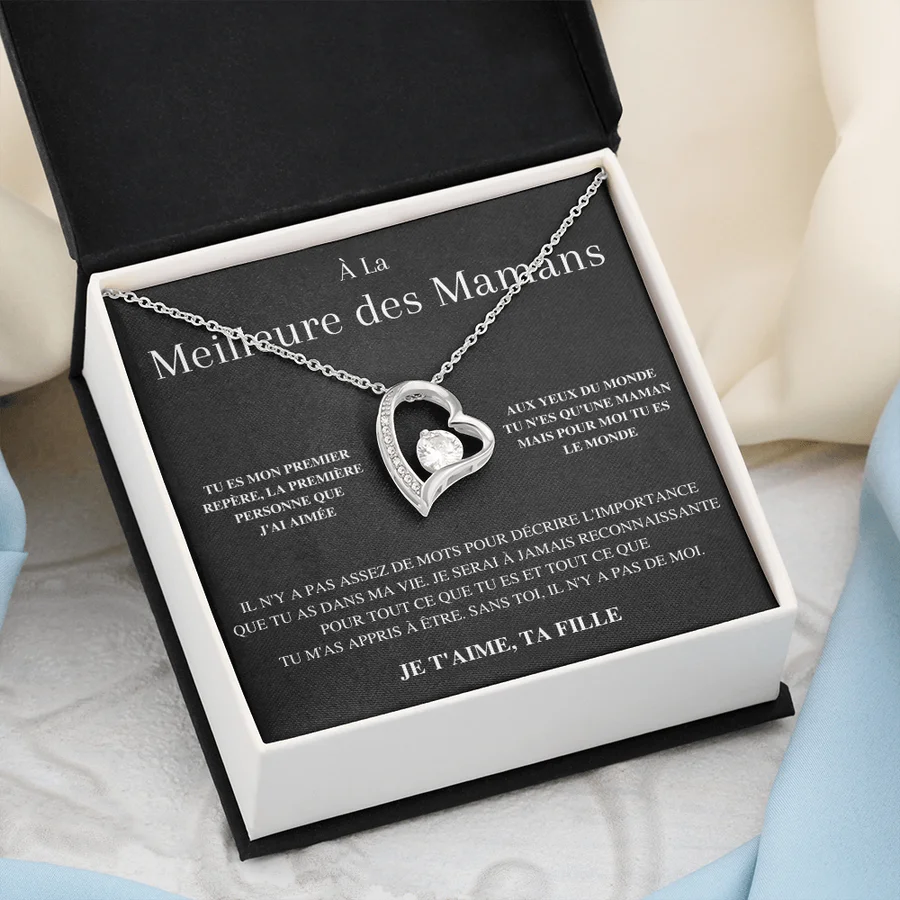 French To My Best Mom Gift Necklaces From Daughter Love Heart Pendant Necklace Fashion Women Birthday Silver Gold Color With Box