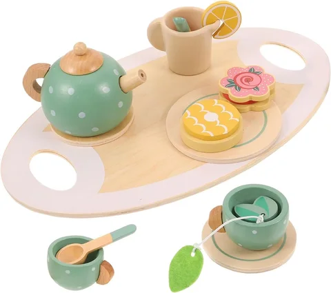 Имитация чайного набора для послеобеденного чая, кукольный домик, десерты, детский чайный игровой набор, модель фруктов, реалистичный милый реквизит, детская деревянная игра