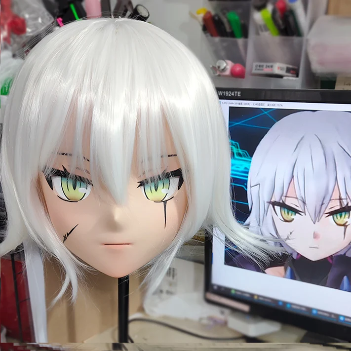 

(KMY139)Customize Character Female/Girl Resin Kig Full/Half Head With Lock Anime Cosplay Japanese Animego Kigurumi Mask