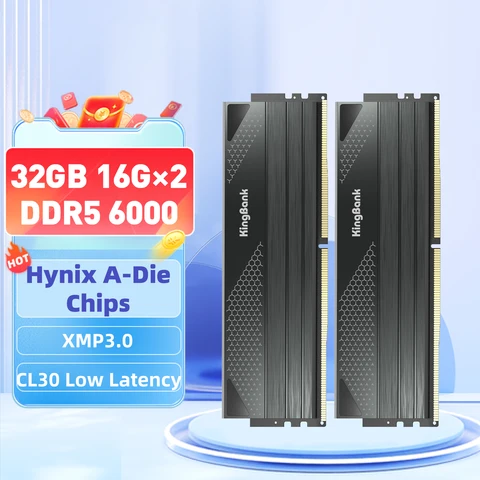 KingBank DDR5 6000 МГц 32 Гб 16 Гб x2 Настольный модуль памяти 24 ГБ 48 ГБ Hynix A-die двухканальный потрясающий Настольный ОЗУ