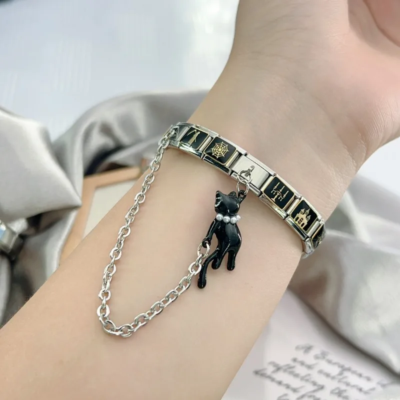 Цепочка с котом из нержавеющей стали 9 мм