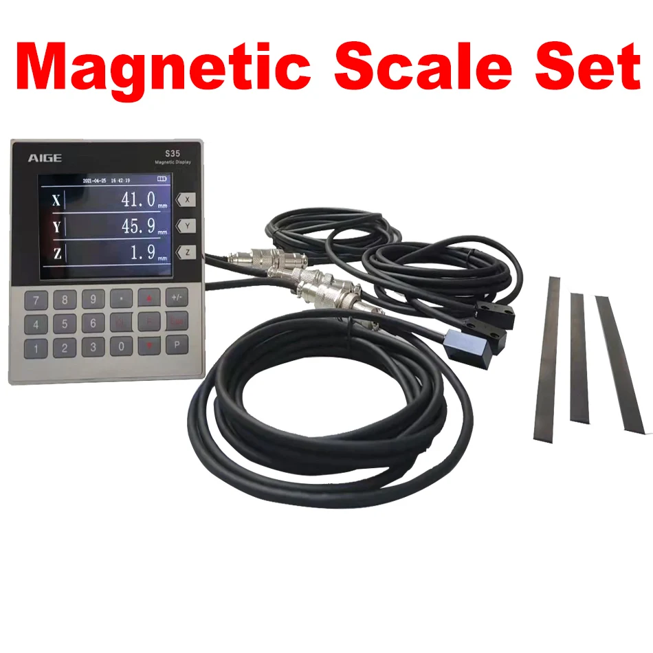 S35 LCD Display Magnetic Scales Set 0.01MM/10U 3PCS Magnetic Linear Sensor for Lathe Wooden Stone Machine Fast Ship
