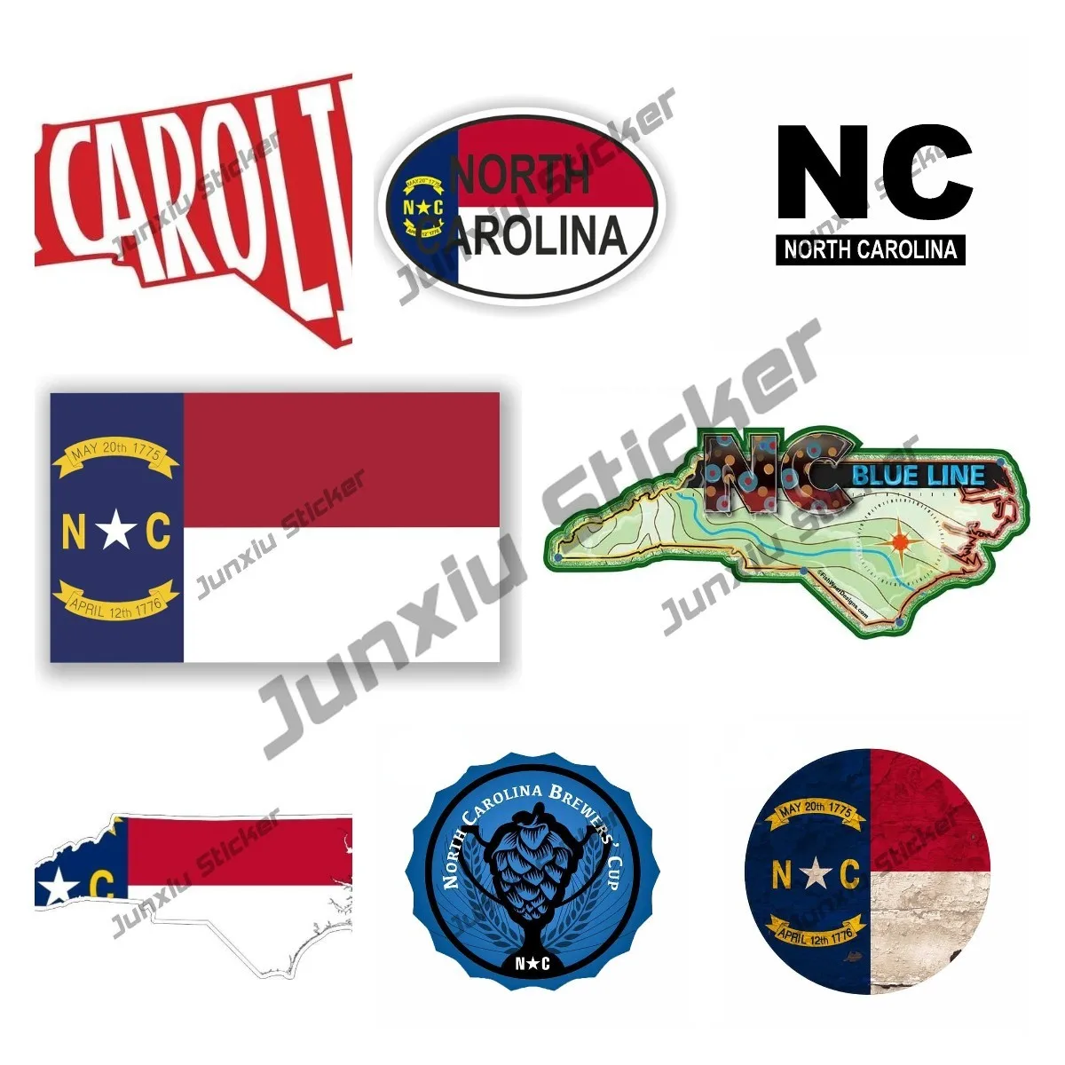 

Car Stickers Funny Reflective-silver Decals North Carolina State Flag Decal Sticker Premium Quality Vinyl Car Accessories KK13cm