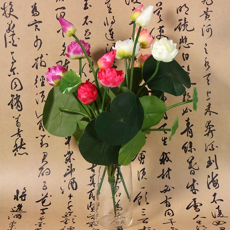 

Artificial Plant Simulation Lotus Fake Flowers DIY Vase Decor Artificial Lotus Leaf Pond Fish Tank Ornament