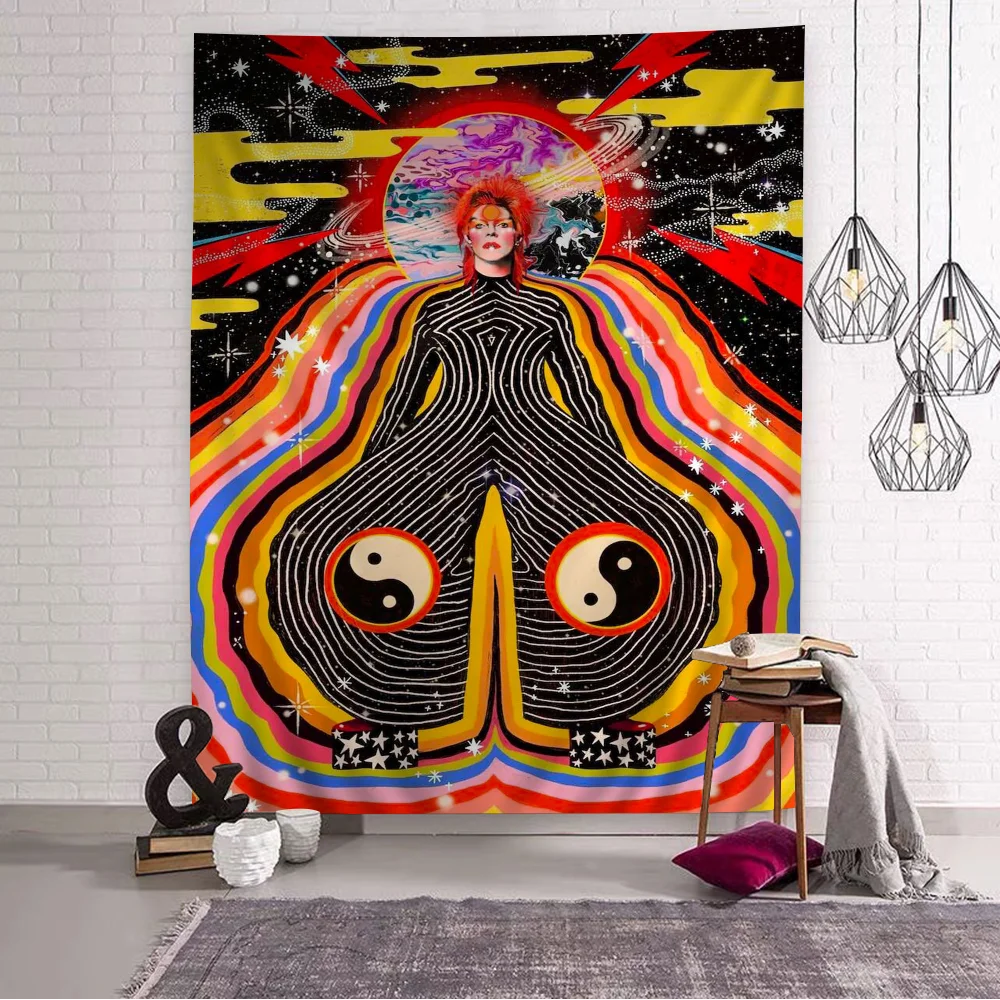 Британский гобелен рок-певица Дэвид Б-Боуи из аниме подвесной Таро хиппи