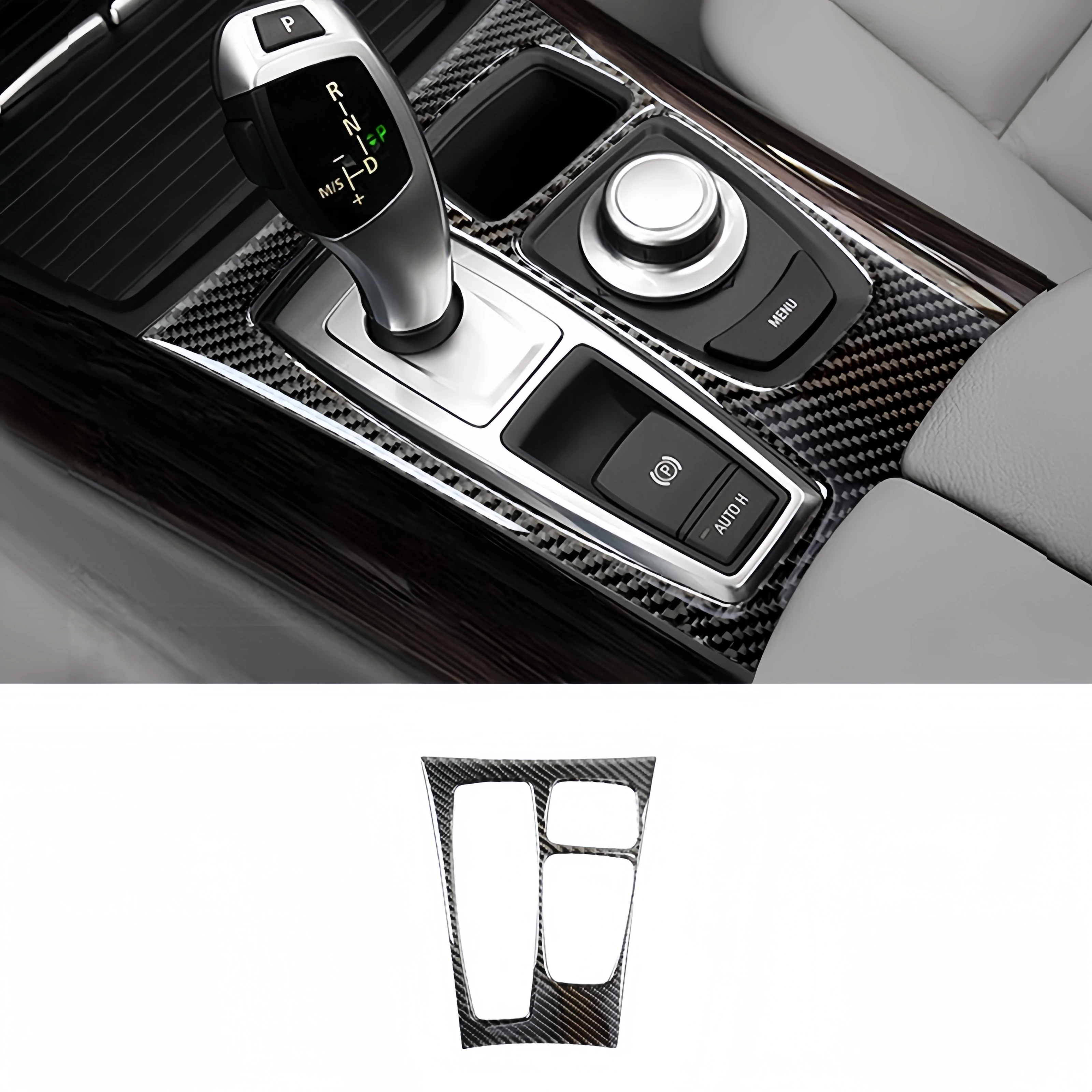 

Для BMW X5 E70 2007-2013 Для BMW X6 E71 2008-2014 Углеродное волокно Авто Интерьер Коробка переключения передач Панель Крышка Накладка Accessoire Voiture