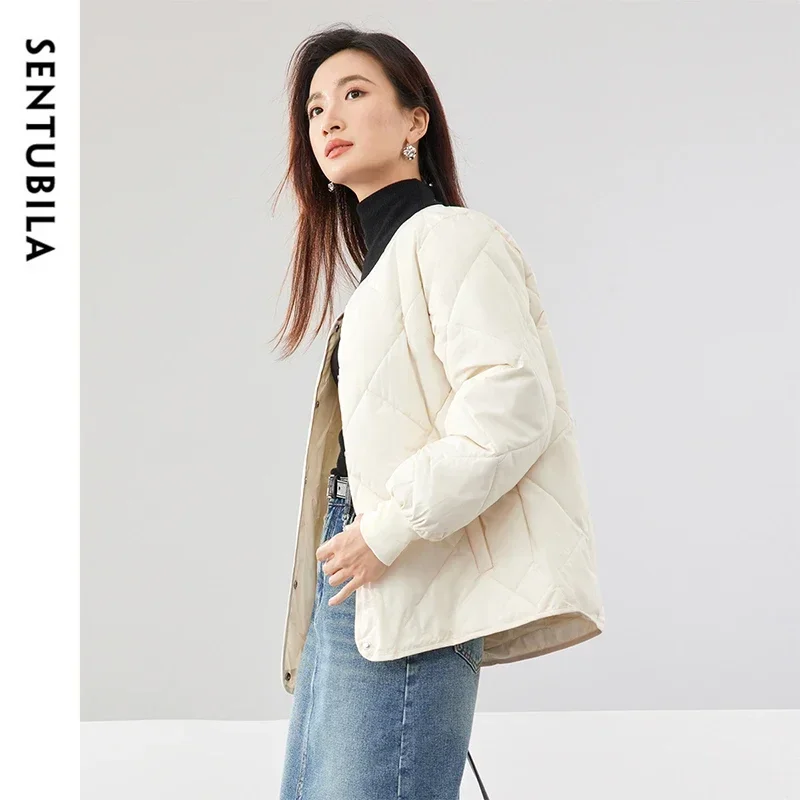 SENTUBILA простая свободная куртка-парка женская зимняя теплая куртка 2024 однотонное