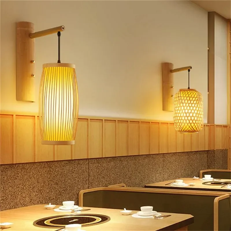 PLAY Современный тканый бамбуковый художественный настенный светильник