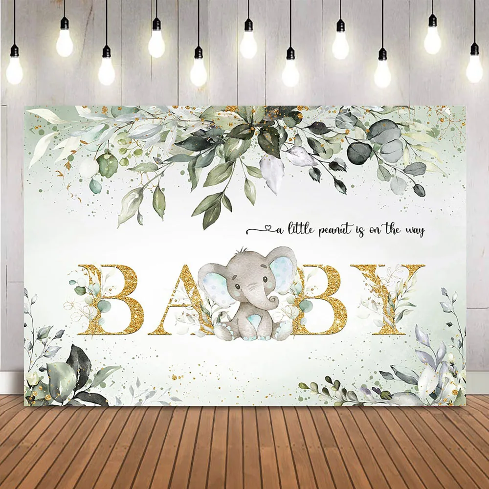 

Фон для фотосъемки с изображением зелени слона для вечеринки в честь будущей матери с маленьким арахисом