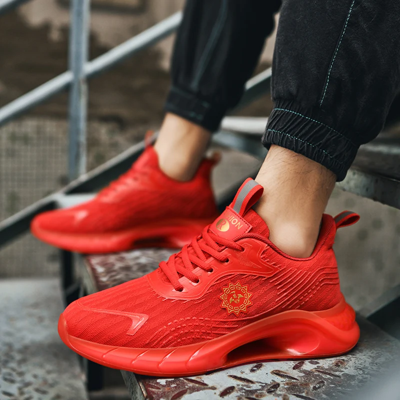 Brand New Mens Running Shoes Trendy Lace-up Men Shoes Lightweight Comfortable Sports Shoes Breathable Walking Sneakers