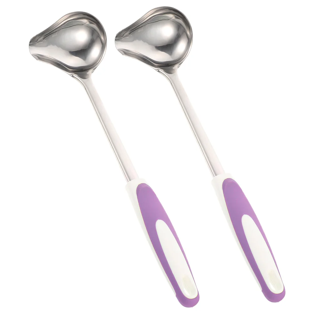 

2 Pcs Spoon Soup Spoons Stainless Steel Home Accessory Gravy Serving Gravies Household Sauce Cooking Oil Ladle Dressings