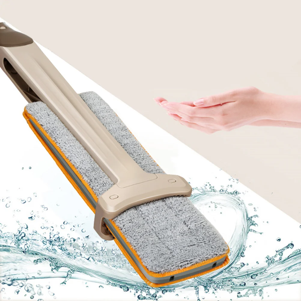 

Floor Mop Double Sided Non Hand Washing Flat Mops Wooden Dust Push Mop Home Cleaning Tools(Khaki)