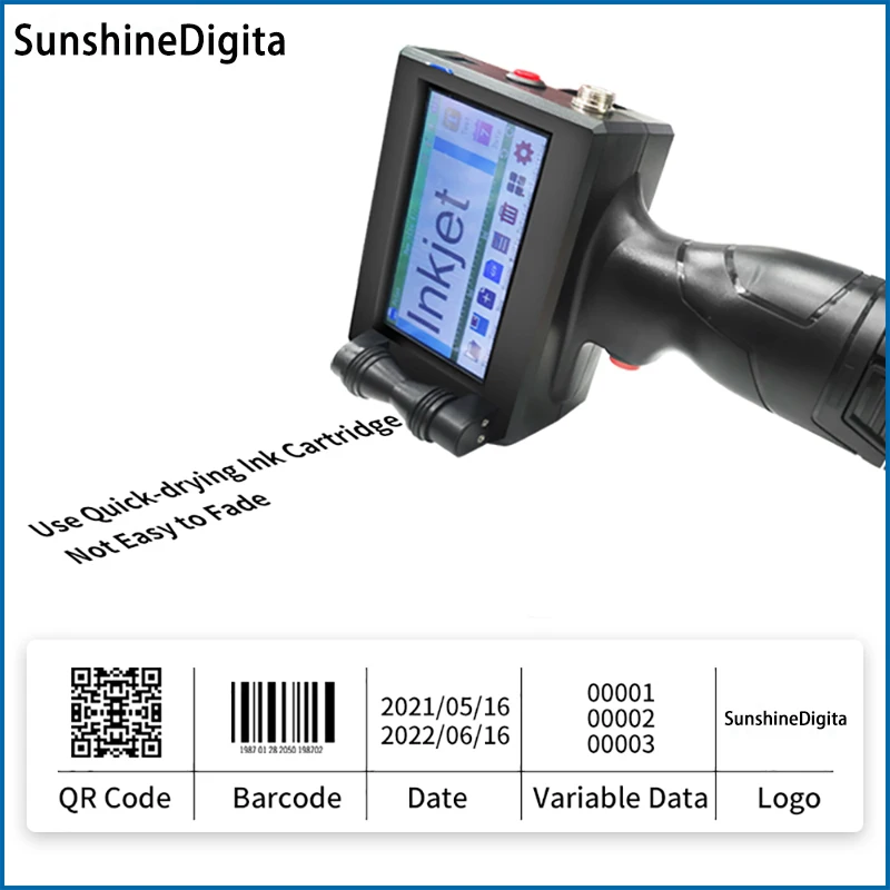 

Smart Handheld Inkjet Printer for Serial Number Batch Barcode QR Code Logo Expiry Date 12.7mm Portable Thermal Printers