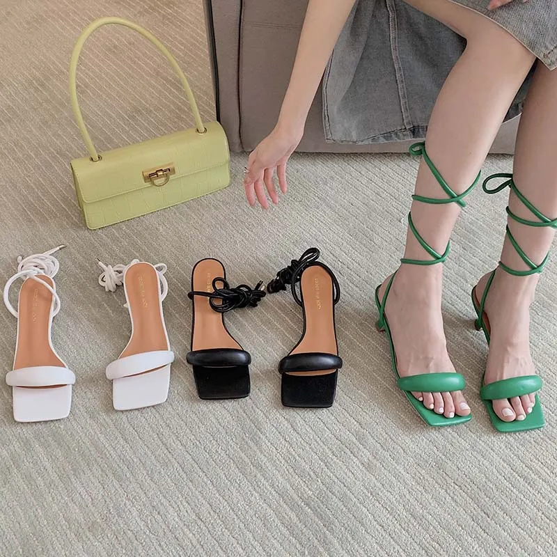 

Сандалии женские с перекрестной шнуровкой, босоножки на низком каблуке, повседневные шлепанцы, дизайнерская обувь, весна-лето 2022