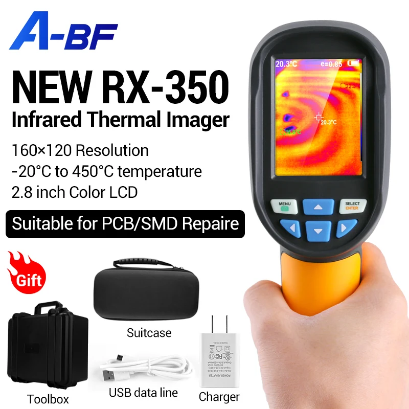 

A-BF RX-350 тепловизор 160*120 ИК пикселей инфракрасная тепловизионная камера-20 °C ~ 400 ° C с датчиком температуры с высоким разрешением