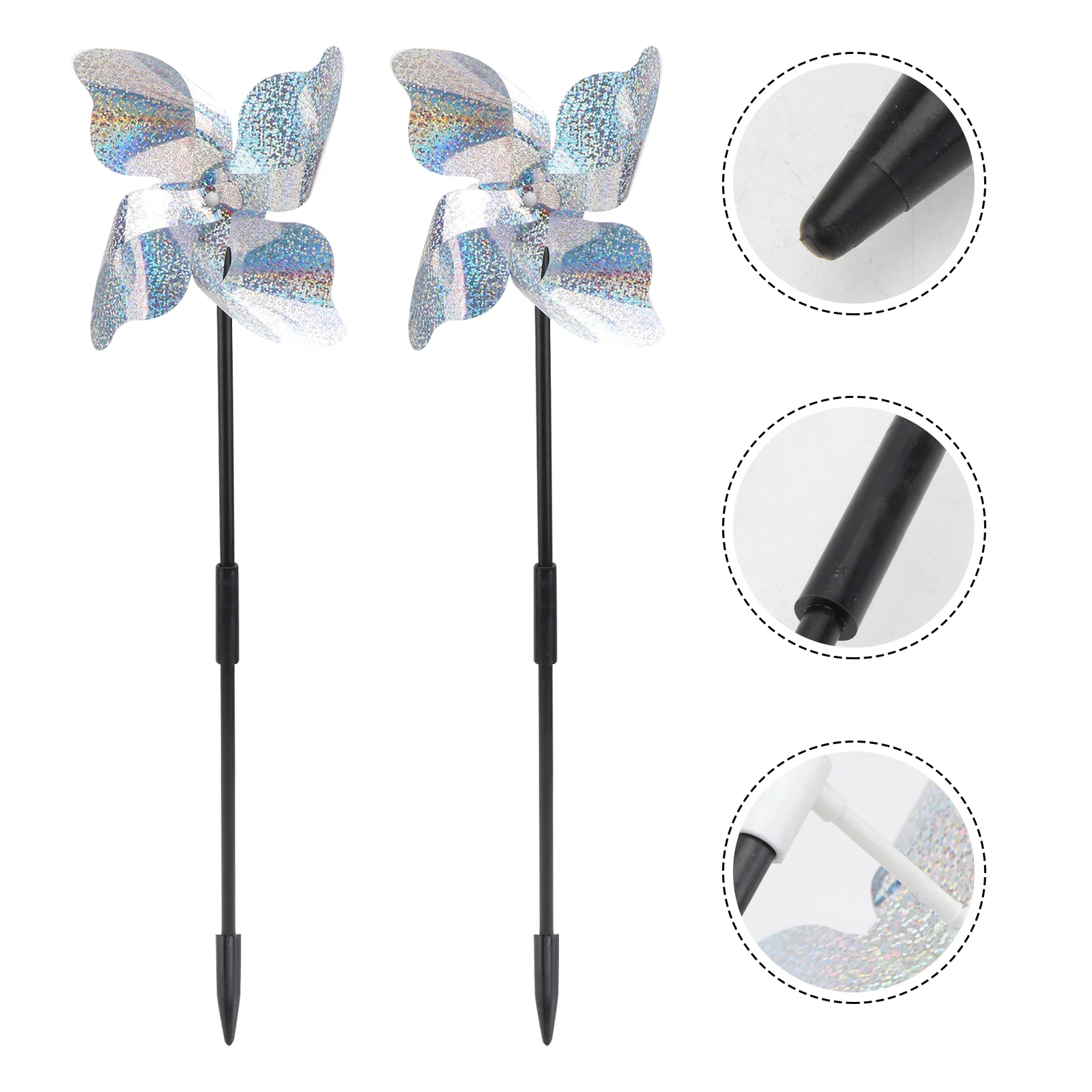 

2PCS Bird Repellent Device Wind Windmill Shaped Bird Repeller (Silver)