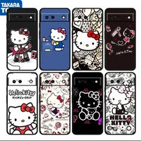 hello kitty cartoon cute shockproof cover for google pixel 7 6 pro 6a 5 5a 4 4a xl 5g black phone case shell soft fundas cover