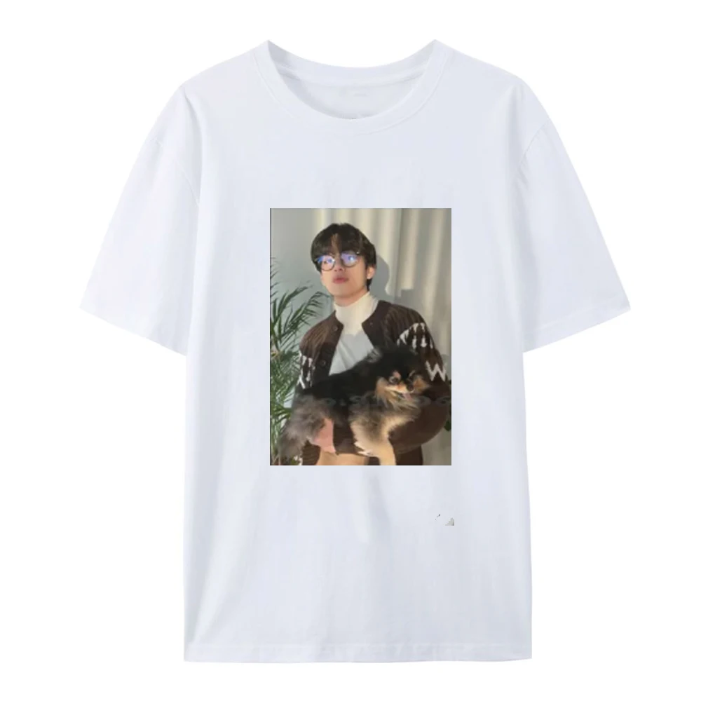 Футболка с V-образным вырезом принтом в стиле хип-хоп