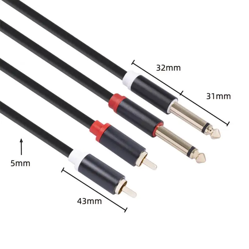 

1/4 Mono Aux Audio Cable For Cd For Dvd Digital Player Audio Cable For Mixer Dual Rca Male To Dual 6.35 Male Audio