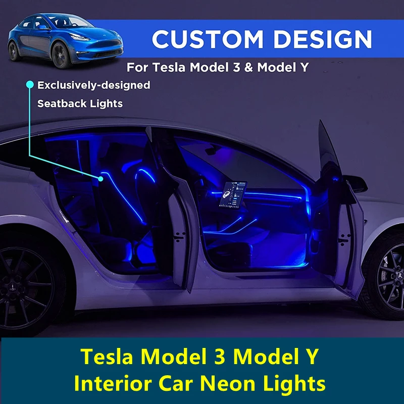 

Tesla модель 3 Y интерьерные автомобильные неоновые лампы RGB интерьерные светодиодные ленты с App контроллером разноцветные приборы окружающий