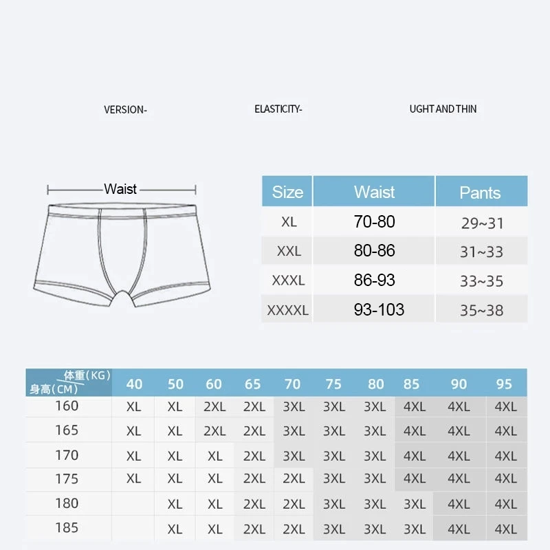 4pcs Boxer Shorts Men's Panties Homme Underpants Boxershorts Underwear Male Comfortable Breathable Men's Boxers Printed Shorts
