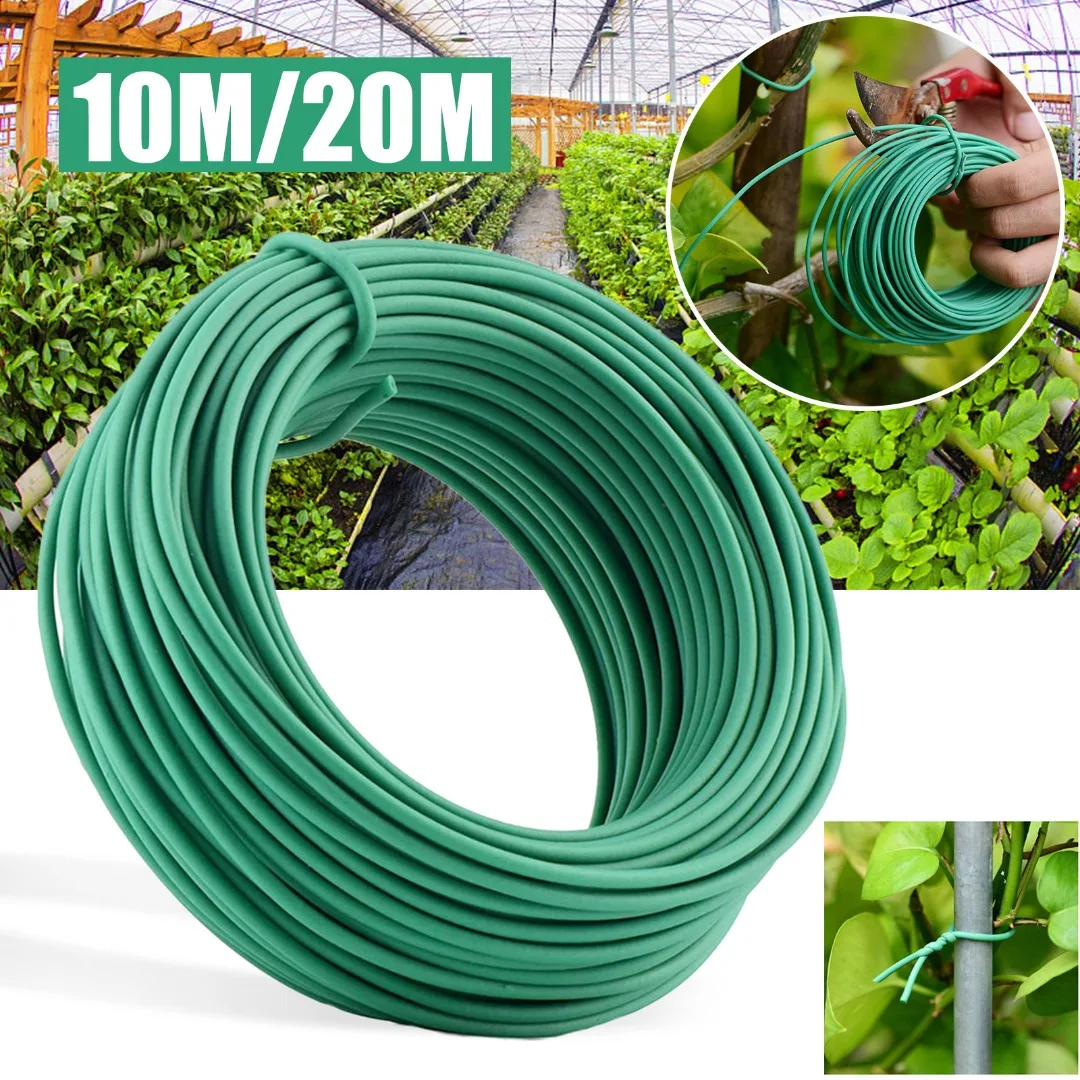10M/20M Roll Wire Twist Ties Green Plant Twine Gardening Soft Flexible Bendy Plant Support Wire Cable Twist Tie
