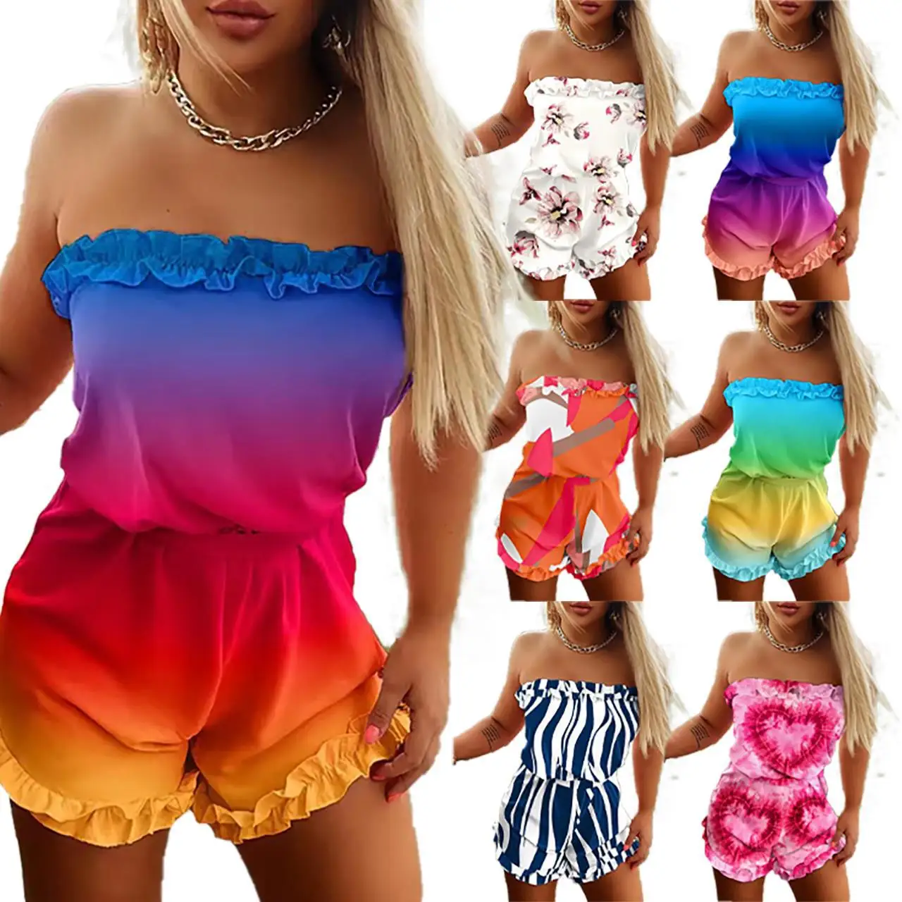 

2022 Модный Новый комбинезон с принтом, женский комбинезон с вырезом «Word», сексуальный комбинезон-труба, женская одежда, комбинезоны