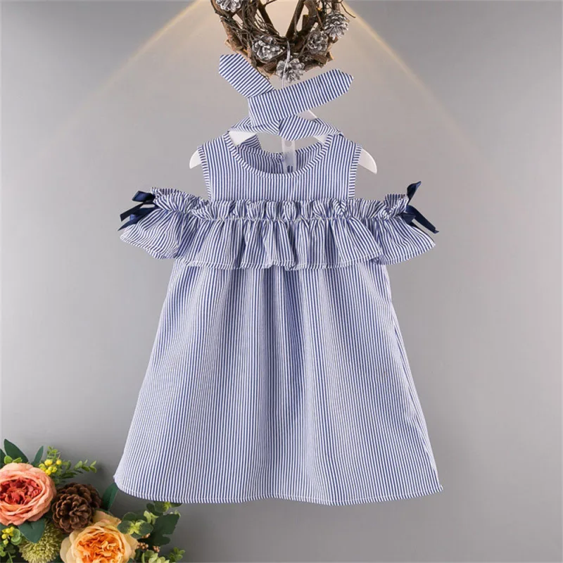 

New Fashion Summer Girls Sleeveless Dresses Stripe Cute Children Party Dresses for Kids Girls Princess Dress Tops Clothes
