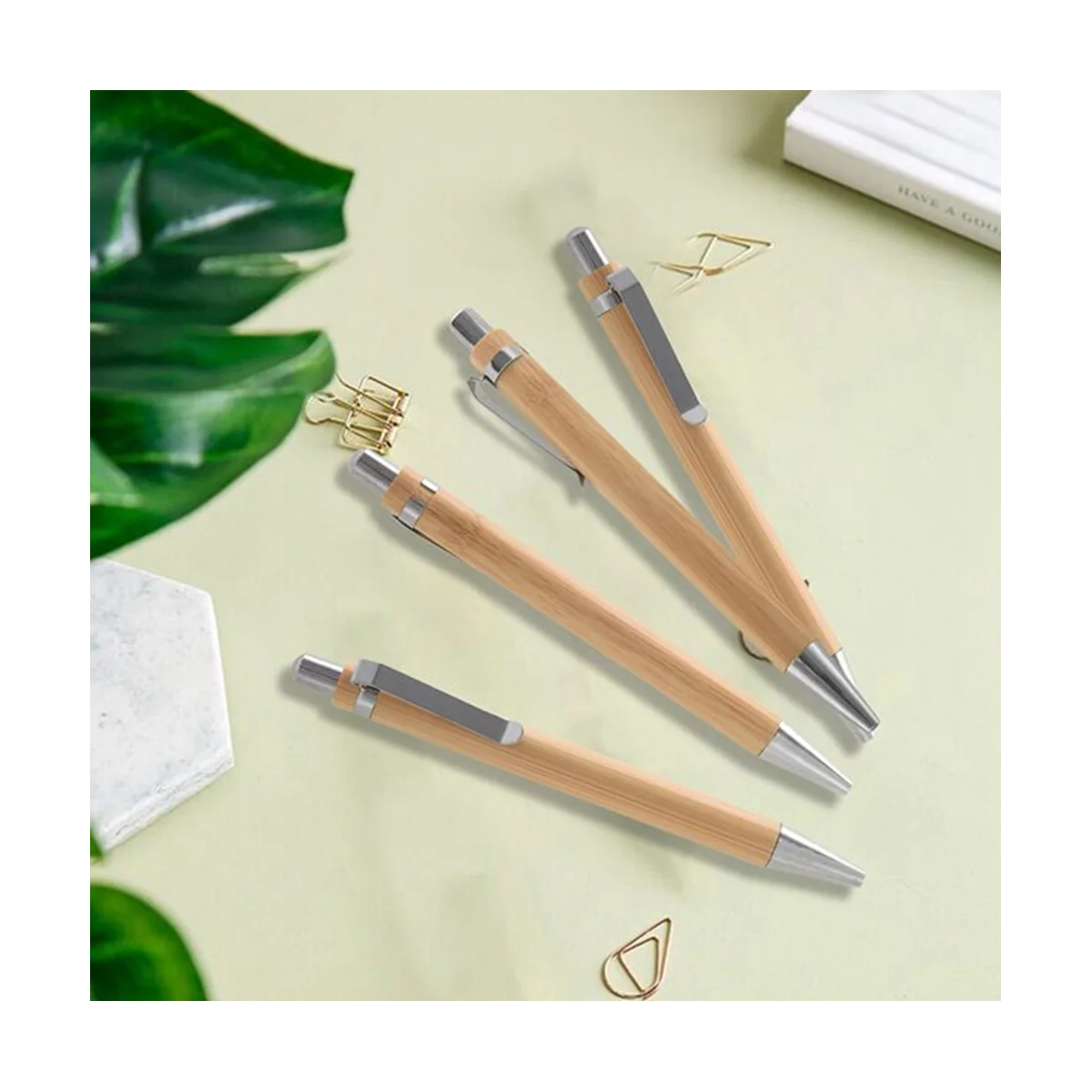 

50PCS Bamboo Ballpoint Pen Advertising Pen Environmental Protection Pen Writing Tools