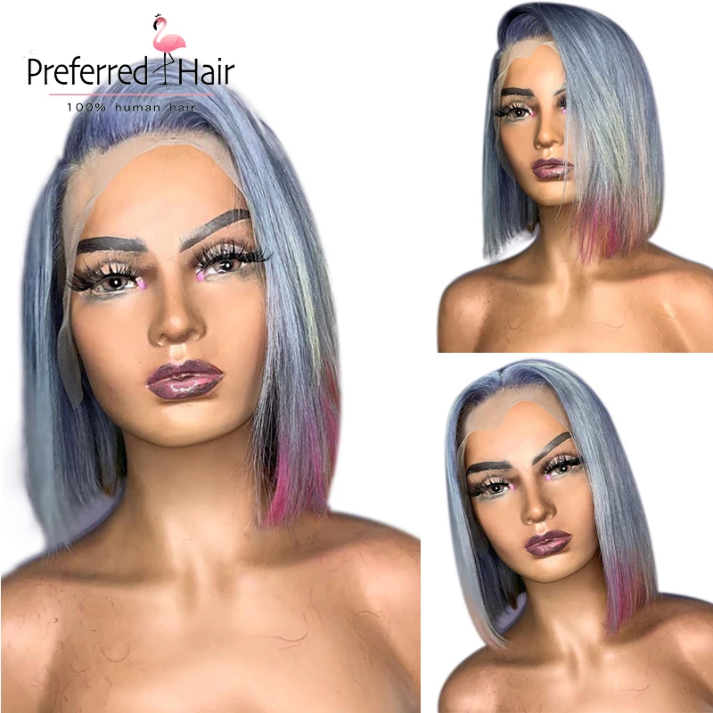 

Красный 99J цвет, глубокая волна, короткий Боб 4x4, кружевная застежка, прозрачный парик из человеческих волос с вырезами феями для женщин, Детс...