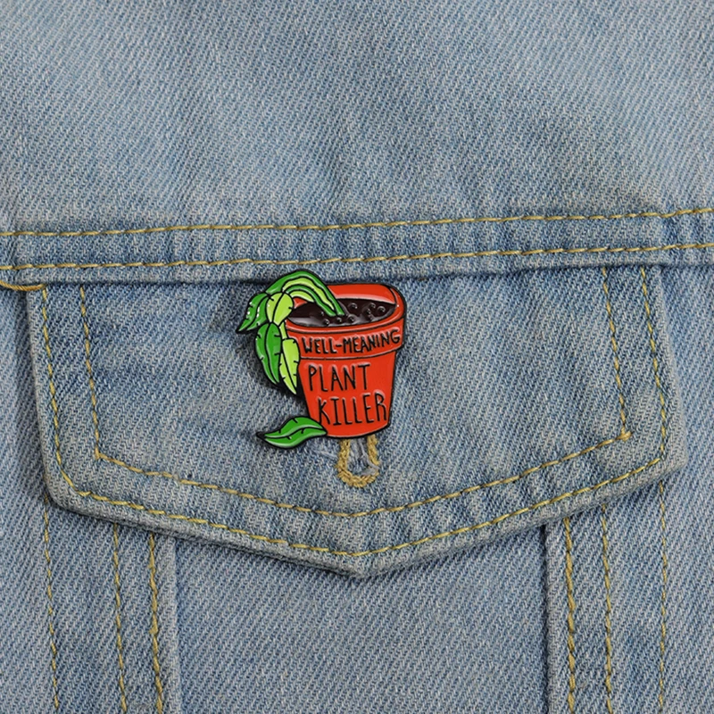 Plant Killer Enamel Pins Well-Meaning Dying Potted Brooches Lapel Badges Funny Plants Self-Deprecating Jewelry Gifts For Friends images - 6
