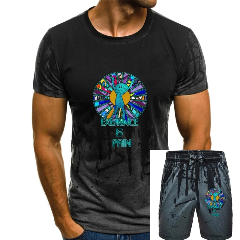 

Men t-shirt Existence is Pain Mr. Meeseeks Graffiti Sunrays Design tshirt Women t shirt