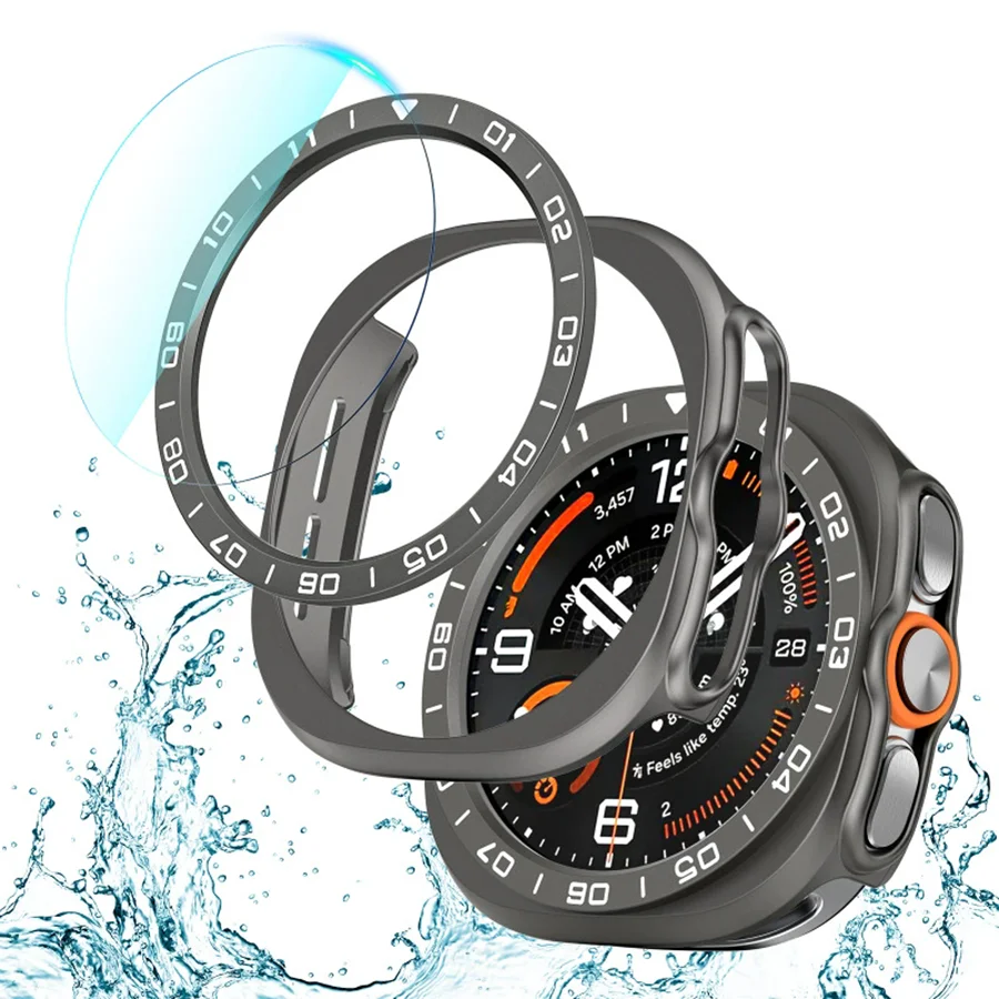 Чехол для Samsung Galaxy Watch Ultra 2 47 мм + защитная пленка из закаленного стекла + защитное кольцо из поликарбоната для Galaxy Ultra 2, аксессуар (art.: 3920dc9569872) - 3920dc9569872