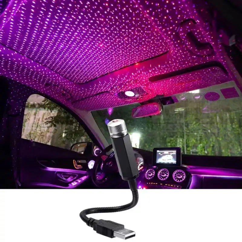 

LED Sky Starry Night Light USB Plug Car Decoration Galaxy Lamp Projector Atmosphere Lights for Car Roof Room Interior Decoration