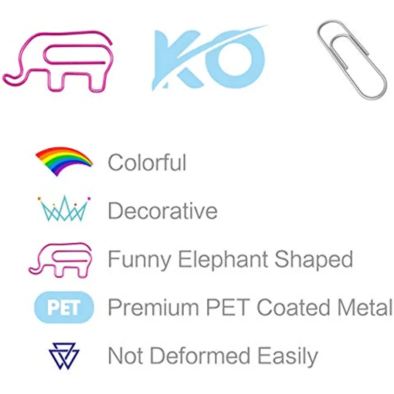 48pcs  Elephant Shaped Paper Clips,6 Colors in Gift Box for Students, Kids, Teachers enlarge