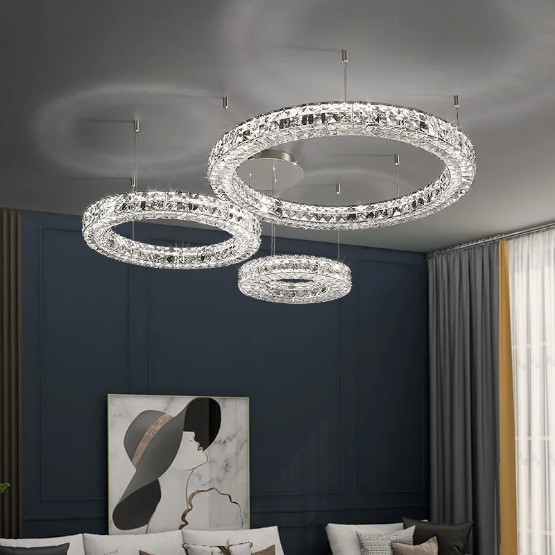 

New Luxury Led Crystal Chandelier K9 Gold Chrome Chandelier Lighting Living Room Clear Crystal Lustres Lighting Fixtures