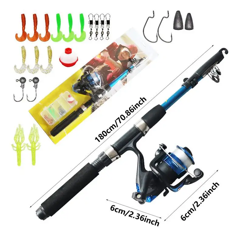 dziecięcy – teleskopowa wędka z włókna szklanego dla dzieci. Mały przenośny sprzęt wędkarski. Lekka do