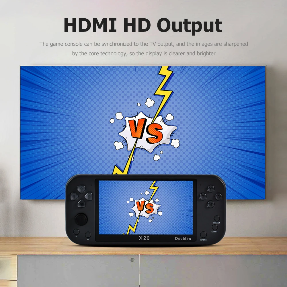 

Портативная игровая консоль, 5,1 дюймов, HD IPS экран, HDMI-совместимая игровая консоль с поддержкой 10000 + игр для двух контроллеров