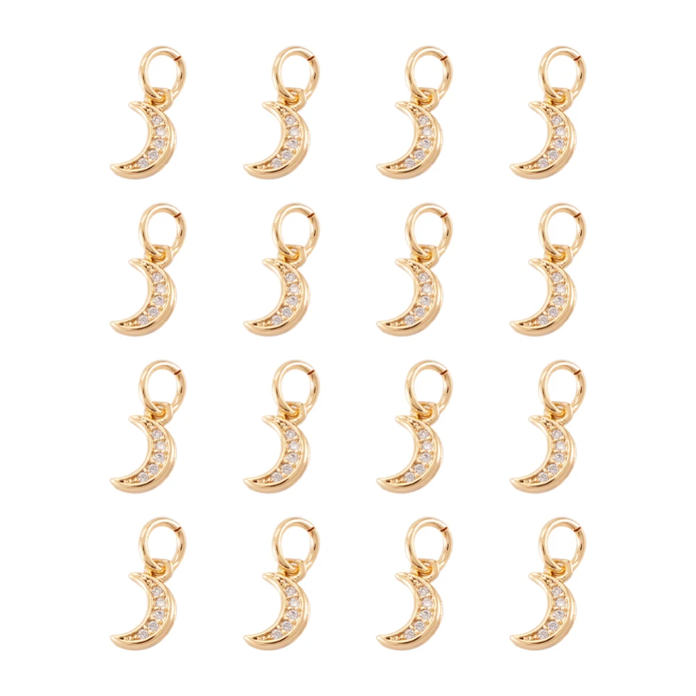 

20Pcs Brass Micro Pave Cubic Zirconia Charms Moon Pendants for DIY Earrings Bracelets Necklace Jewelry Making Accessorries