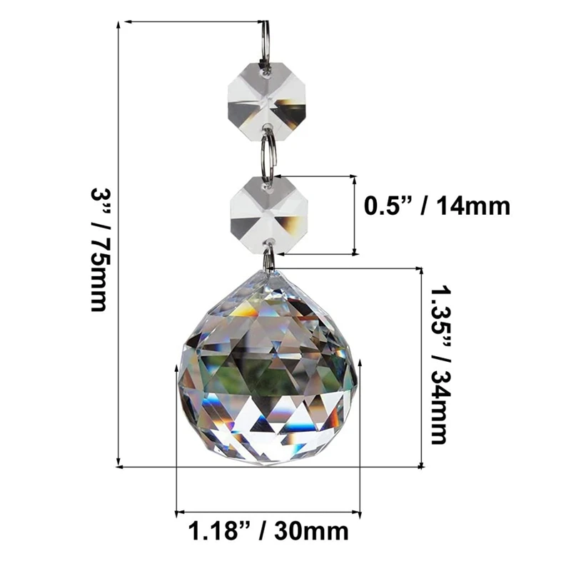 Акция! Хрустальный стеклянный шар 30 мм кулон шарик и призмы для люстры прозрачные