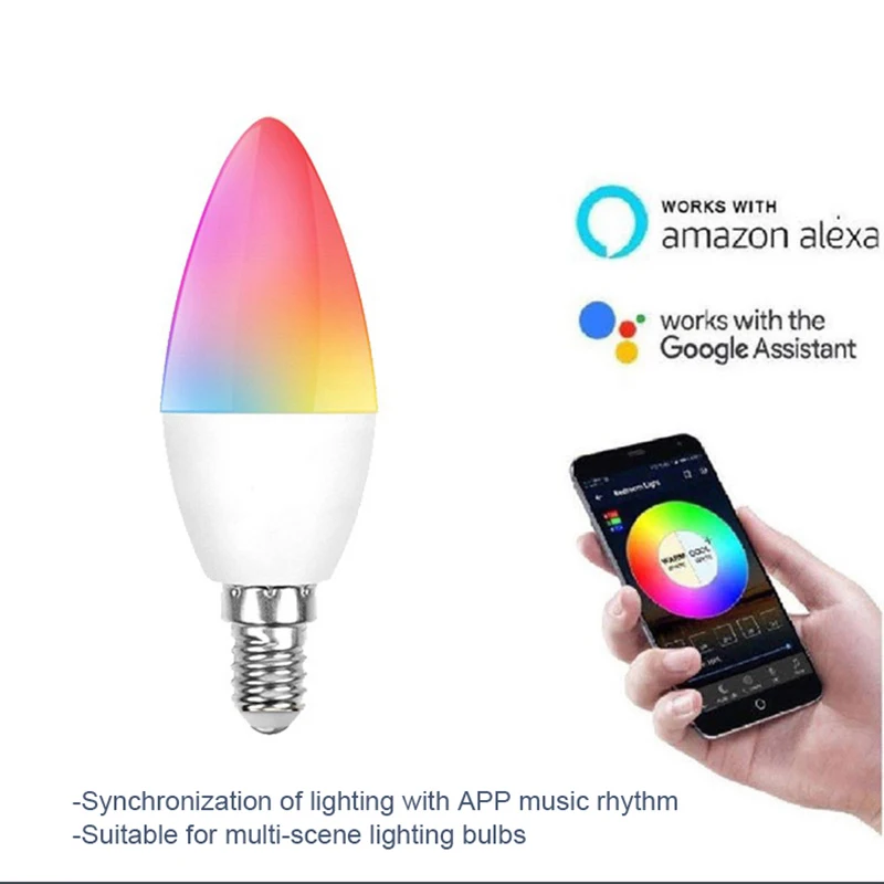 

Tuya Smart Bulb WiFi+ Dual Mode E14/E12 RGB Colorful Lights Voice Remote Control Dimmer Support Alexa Google Home